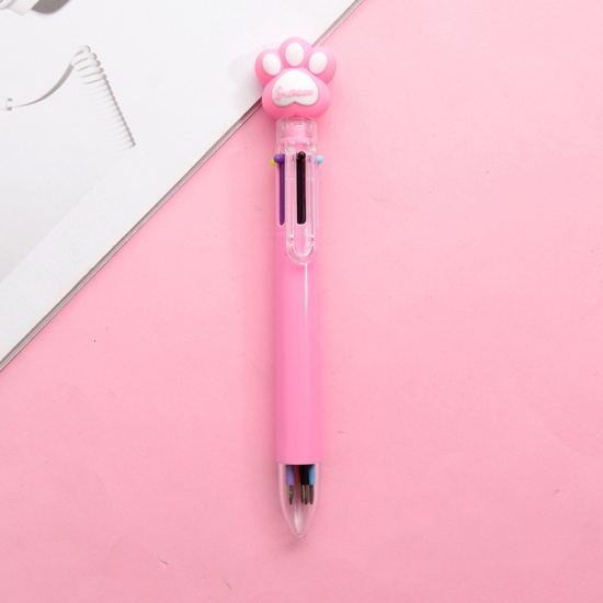 Picture of Plastic 6 Color Refill Multifunction Ball Point Pen Stationery Paw Claw Fuchsia 16.5cm(6 4/8") , 1 Piece