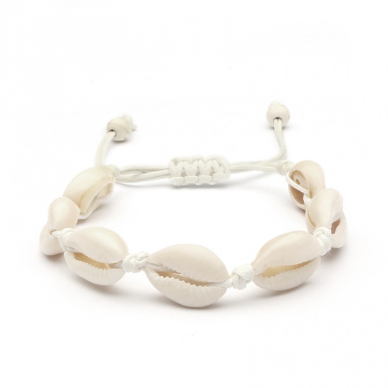 Immagine di Conchiglia Gioielli Oceanici Braccialetti Bianco Intreccio 20cm Lunghezza, 1 Pz