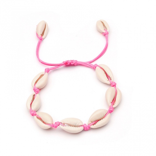 Picture of Shell Ocean Jewelry Bracelets Deep pink Woven 20cm(7 7/8") long, 1 Piece