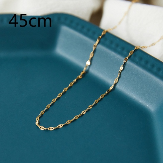Picture of 1 Piece Vacuum Plating Simple & Casual Stylish 18K Gold Color 304 Stainless Steel Lips Chain Necklace For Women 45cm(17 6/8") long