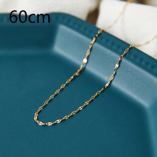 Picture of 1 Piece Vacuum Plating Simple & Casual Stylish 18K Gold Color 304 Stainless Steel Lips Chain Necklace For Women 60cm(23 5/8") long