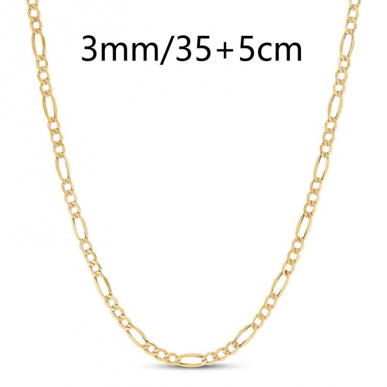 Picture of 1 Piece Vacuum Plating Simple & Casual Stylish 18K Gold Color 304 Stainless Steel Figaro Chain Choker Necklace For Women 35cm(13 6/8") long