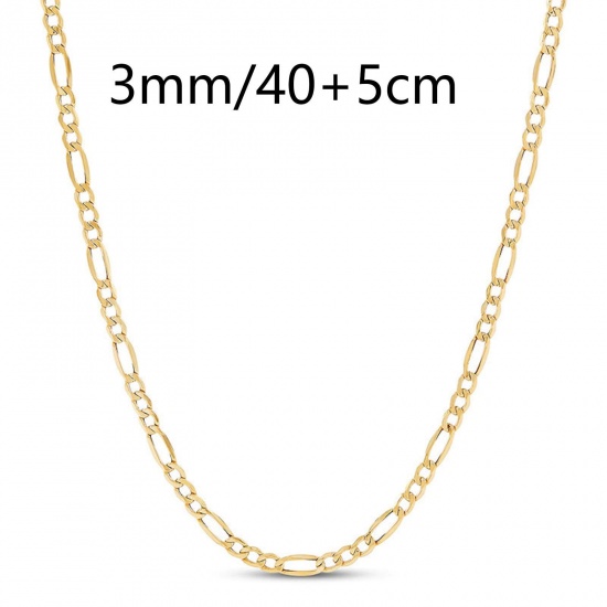 Picture of 1 Piece Vacuum Plating Simple & Casual Stylish 18K Gold Color 304 Stainless Steel Figaro Chain Necklace For Women 40cm(15 6/8") long