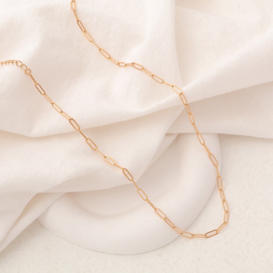 Picture of Eco-friendly Simple & Casual Stylish 18K Gold Color Copper Link Cable Chain Paper Clip Necklace For Women 40cm(15 6/8") long, 1 Piece