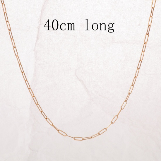 Picture of Eco-friendly Simple & Casual Stylish 18K Gold Color Copper Link Cable Chain Paper Clip Necklace For Women 40cm(15 6/8") long, 1 Piece