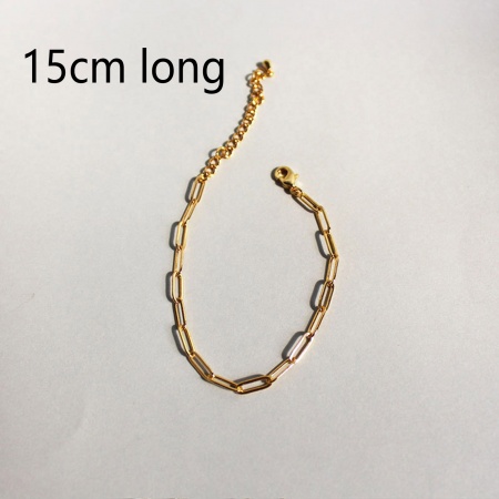 Eco-friendly Simple & Casual Stylish 18K Gold Plated Brass Link Cable Chain Paper Clip Bracelets For Women 15cm(5 7/8") long, 1 Piece