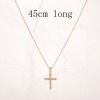 Picture of 1 Piece Eco-friendly Simple & Casual Religious 18K Gold Plated Brass Link Cable Chain Cross Pendant Necklace For Women 45cm(17 6/8") long