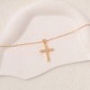 Picture of 1 Piece Eco-friendly Simple & Casual Religious 18K Gold Plated Brass Link Cable Chain Cross Pendant Necklace For Women 45cm(17 6/8") long