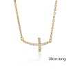 Bild von Umweltfreundlich Einfach und lässig Exquisit 18K Gold plattiert Messing & Kubisch Zirkonia Gliederkette Kette Kreuz Anhänger Halskette Für Frauen 38cm lang, 1 Strang