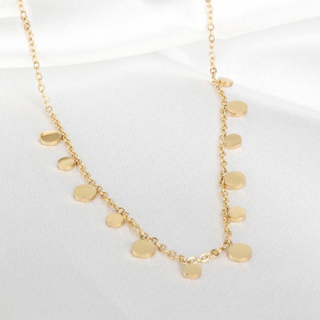 Picture of Eco-friendly Simple & Casual Stylish 14K Gold Plated 304 Stainless Steel Link Cable Chain Tassel Pendant Necklace For Women