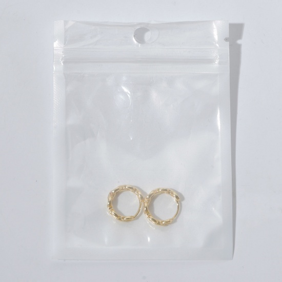 Imagen de 1 Par Sencillo & Casual Elegante 18K Oro Real Chapado 304 Acero Inoxidable Forma de C Ola Pendientes de Aro Para Mujeres 2.2cm x 1.7cm