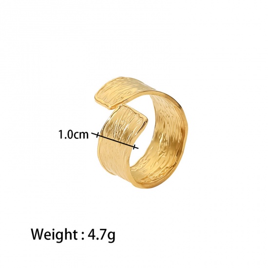 Picture of 1 Piece Vacuum Plating Simple & Casual Stylish 18K Real Gold Plated 304 Stainless Steel Open Rings Unisex 19mm(US Size 9)