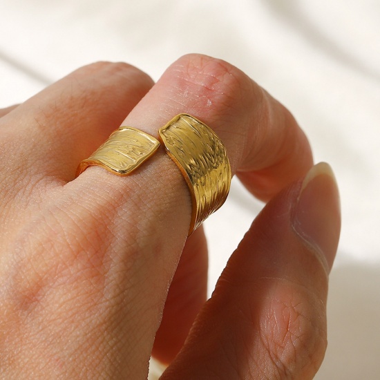 Picture of 1 Piece Vacuum Plating Simple & Casual Stylish 18K Real Gold Plated 304 Stainless Steel Open Rings Unisex 19mm(US Size 9)