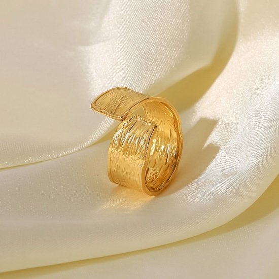 Picture of 1 Piece Vacuum Plating Simple & Casual Stylish 18K Real Gold Plated 304 Stainless Steel Open Rings Unisex 19mm(US Size 9)
