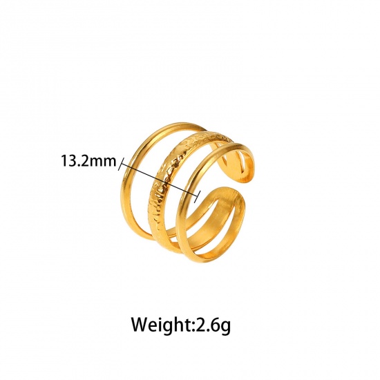 Immagine di 1 Pz Placcatura Sottovuoto Semplice & Casual Elegante 18K Oro riempito 304 Acciaio Inossidabile Aperto Anello Unisex 18mm (taglia di US: 7.75)