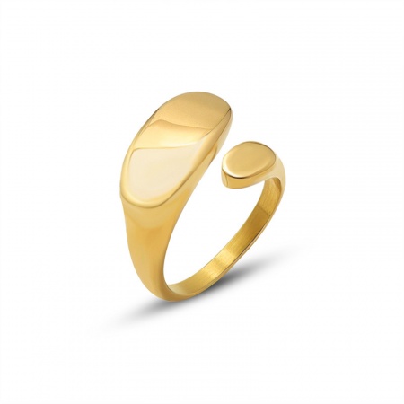 1 Piece Vacuum Plating Simple & Casual Stylish 18K Real Gold Plated 304 Stainless Steel Open Adjustable Rings Unisex 17mm(US Size 6.5)