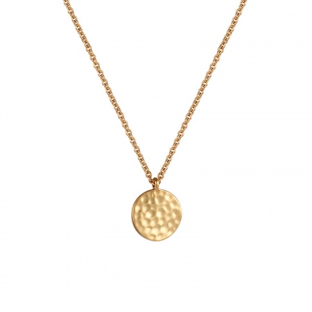 Eco-friendly Retro Stylish 14K Real Gold Plated Brass Curb Link Chain Round Embossing Pendant Necklace Unisex 40cm(15 6/8") long, 1 Piece