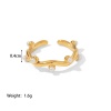 Immagine di 1 Pz Placcatura Sottovuoto Elegante Elegante 18K Vero Oro Placcato 304 Acciaio Inossidabile Aperto Regolabile Irregolare Imitata Perla Anello Per Donne 17mm (taglia di US: 6.5)