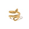 Immagine di 1 Pz Placcatura Sottovuoto Retrò Elegante 18K Vero Oro Placcato 304 Acciaio Inossidabile Aperto Serpente Struttura Anello Per Donne 17mm (taglia di US: 6.5)