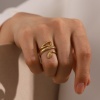 Immagine di 1 Pz Placcatura Sottovuoto Retrò Elegante 18K Vero Oro Placcato 304 Acciaio Inossidabile Aperto Serpente Struttura Anello Per Donne 17mm (taglia di US: 6.5)