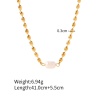 Picture of 1 Piece Vacuum Plating Dainty Stylish 18K Real Gold Plated 304 Stainless Steel & Natural Pearl Ball Chain Necklace For Women 41cm(16 1/8") long