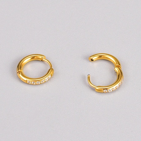 1 Pair Vacuum Plating Exquisite Stylish 18K Gold Plated 316 Stainless Steel Hoop Earrings For Women 15mm Dia.