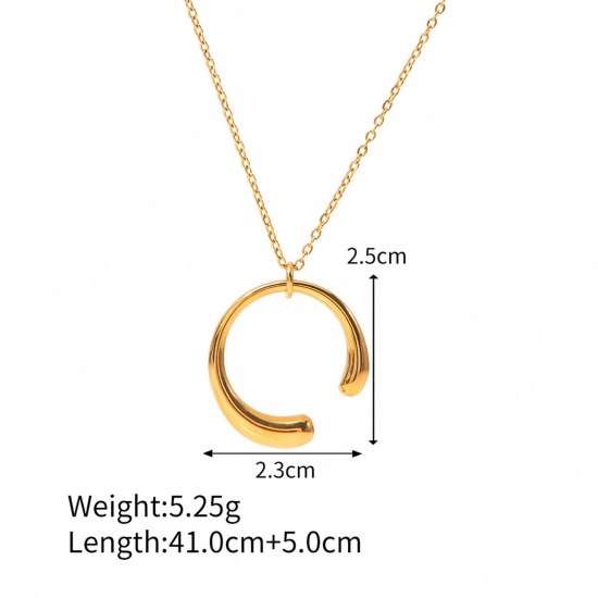 Picture of 1 Piece Vacuum Plating Simple & Casual Stylish 18K Real Gold Plated 304 Stainless Steel Link Cable Chain Irregular Pendant Necklace Unisex 41cm(16 1/8") long