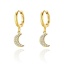Immagine di 1 Paio Placcatura Sottovuoto Squisito Elegante 14k Vero Oro Placcato 304 Acciaio Inossidabile & Zircone Cubico Luna Micro Spianare Orecchino Per Donne 24mm x 10mm