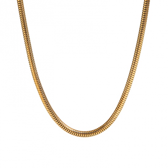 Picture of Eco-friendly Simple & Casual Stylish 18K Real Gold Plated 304 Stainless Steel Snake Chain Necklace Unisex 45cm(17 6/8") long, 1 Piece
