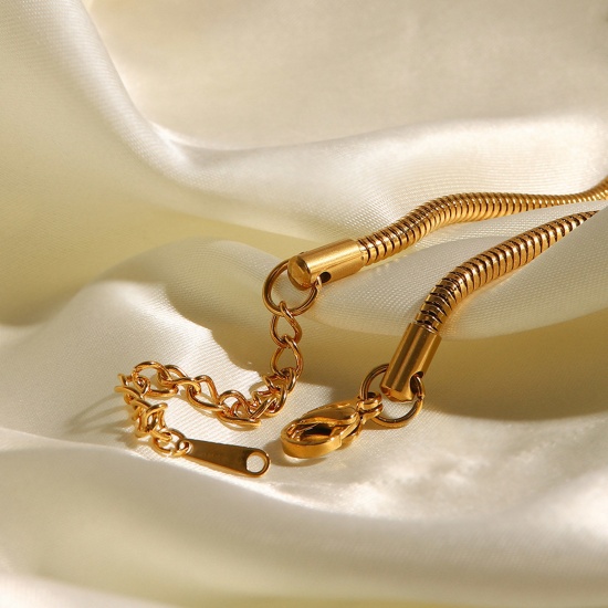 Immagine di 1 Pz Placcatura Sottovuoto Semplice & Casual Elegante 18K Oro riempito 304 Acciaio Inossidabile Catena di Serpente Collana Unisex 45cm Lunghezza