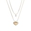 Picture of 1 Piece Vacuum Plating Simple & Casual Stylish 14K Real Gold Plated 304 Stainless Steel & Cubic Zirconia Curb Chain Heart Multilayer Layered Necklace For Women 40cm - 43cm long