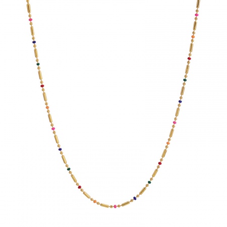 1 本 真空メッキ シンプルでカジュアル おしゃれ K18リアルゴールドメッキ 304ステンレス鋼 ボールチェーン エナメル ネックレス 女性のため 40cm長さ、 1 本 真空メッキ シンプルでカジュアル おしゃれ K18リアルゴールドメッキ 304ステンレス鋼 ボールチェーン エナメル ネックレス 女性のため 40cm長さ、