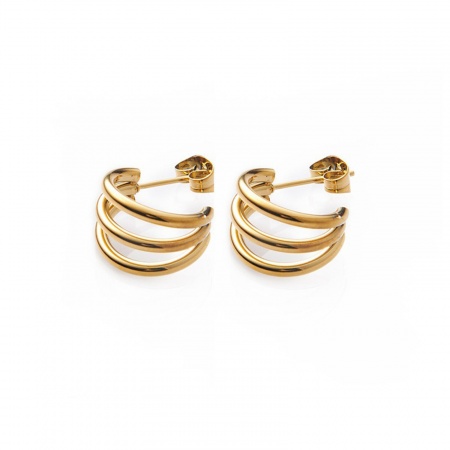 1 Par Enchapado al Vacío Sencillo & Casual Elegante 18K Oro Real Chapado 304 Acero Inoxidable Forma de C Pendientes Para Mujeres 1.4cm x 1.4cm