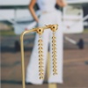 Picture of 1 Pair Vacuum Plating Natural Pastoral Stylish 18K Real Gold Plated 304 Stainless Steel Leaf Tassel Earrings For Women 4.5cm x