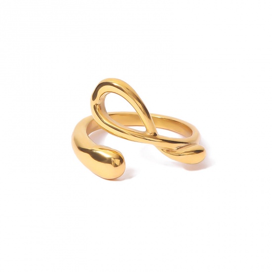 Bild von 1 Stück Vakuumbeschichtung Ins Stil Stilvoll 18K Echtgold plattiert 304 Edelstahl Offen Twist Ring Unisex 21mm（US Größe:11,5)