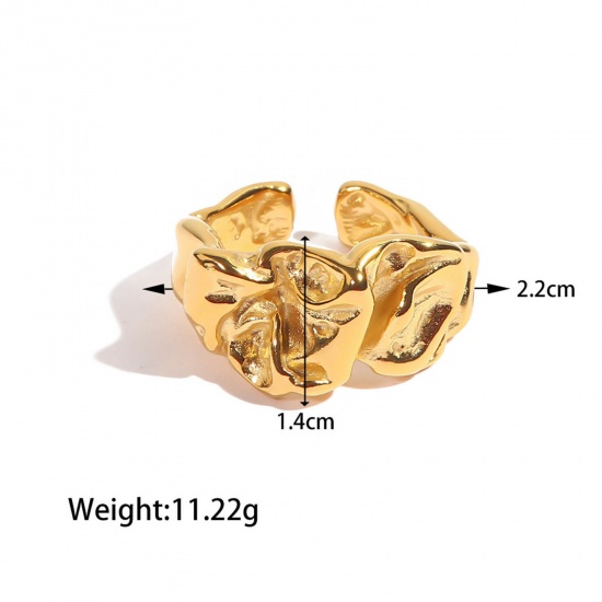 Picture of 1 Piece Vacuum Plating Simple & Casual Stylish 18K Real Gold Plated 304 Stainless Steel Open Irregular Rings Unisex 22mm(US Size 12.75)