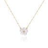 Picture of 1 Piece Vacuum Plating Stylish 18K Real Gold Plated 304 Stainless Steel & Natural Shell Link Cable Chain Flower Pendant Necklace 42cm(16 4/8") long