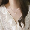 Picture of 1 Piece Vacuum Plating Stylish 18K Real Gold Plated 304 Stainless Steel & Natural Shell Link Cable Chain Flower Pendant Necklace 42cm(16 4/8") long