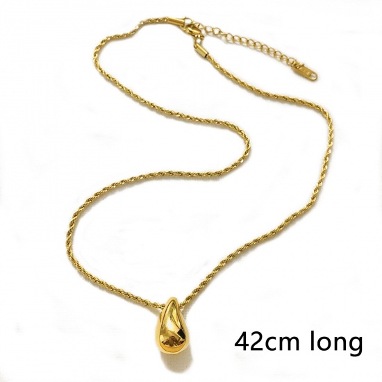 Picture of Eco-friendly Simple & Casual Stylish 18K Gold Color 316 Stainless Steel Braided Rope Chain Drop Pendant Necklace Unisex 42cm(16 4/8") long, 1 Piece