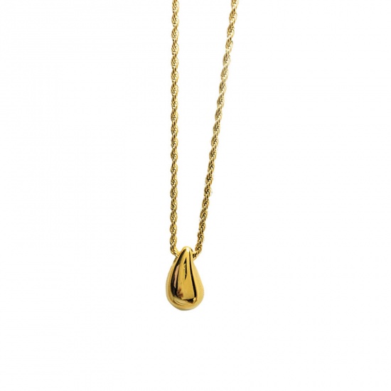 Picture of Eco-friendly Simple & Casual Stylish 18K Gold Color 316 Stainless Steel Braided Rope Chain Drop Pendant Necklace Unisex 45cm(17 6/8") long, 1 Piece