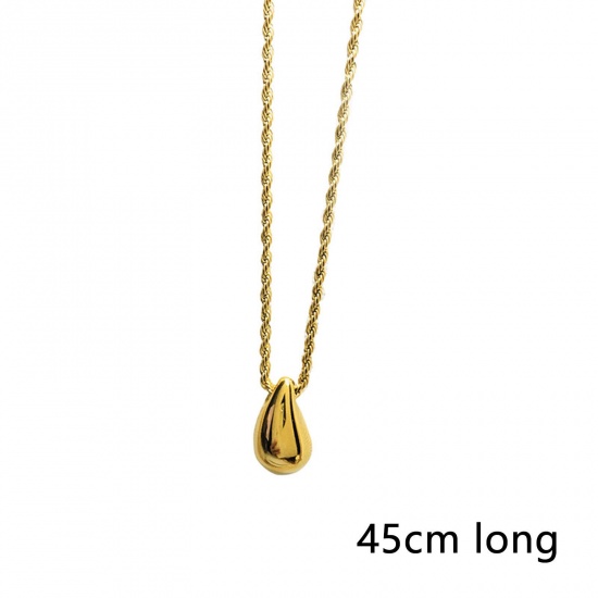 Picture of Eco-friendly Simple & Casual Stylish 18K Gold Color 316 Stainless Steel Braided Rope Chain Drop Pendant Necklace Unisex 45cm(17 6/8") long, 1 Piece
