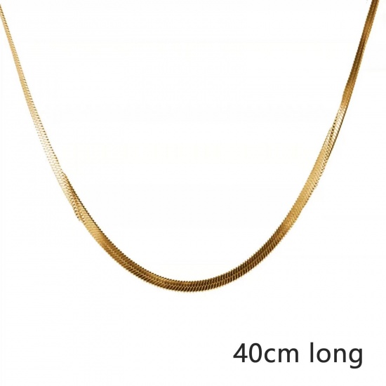 Picture of Eco-friendly Simple & Casual Stylish 18K Gold Color 316 Stainless Steel Snake Chain Necklace Unisex 40cm(15 6/8") long, 1 Piece
