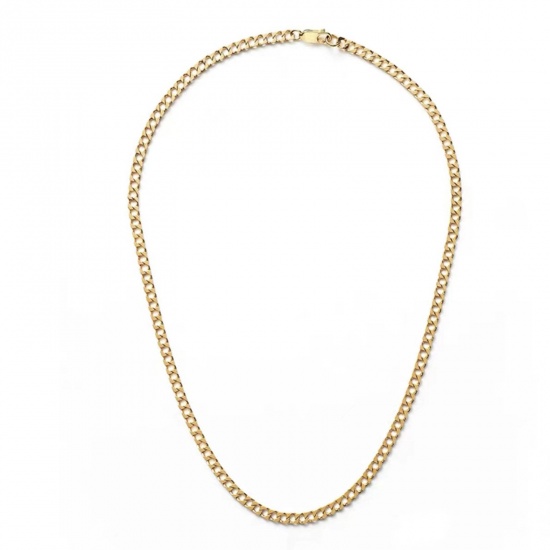 Picture of Eco-friendly Simple & Casual Stylish 18K Gold Color 316 Stainless Steel Cuban Link Chain Necklace Unisex 50cm(19 5/8") long, 1 Piece