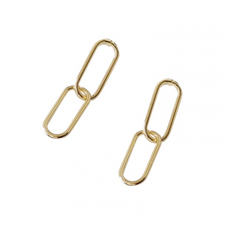 Eco-friendly Simple & Casual Stylish 14K Real Gold Plated Brass Paper Clip Earrings For Women 3.2cm x 0.8cm, 1 Pair