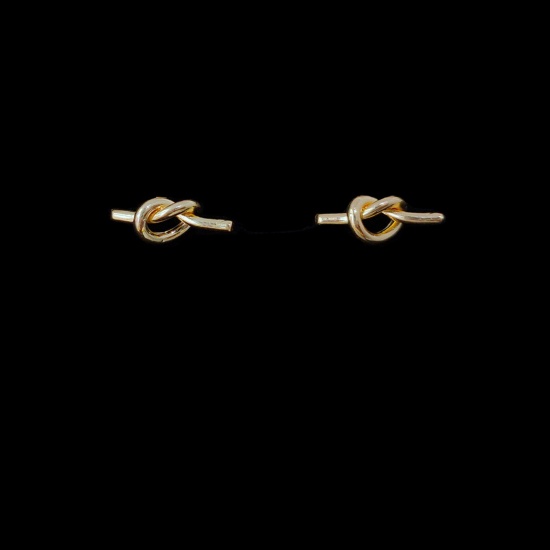 Immagine di Ecologico Semplice & Casual Semplice 14k Vero Oro Placcato Ottone Nodo Orecchini a Perno Per Donne 1.5cm x 0.7cm, 1 Paio