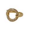 Bild von Umweltfreundlich Exquisit Stilvoll 14K Echtgold plattiert Messing & Kubisch Zirkonia Offen Verstellbar Ring Ring Für Frauen 17mm (US Größe 6,5), 1 Stück