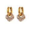 Picture of 1 Pair Vacuum Plating Dainty Stylish 18K Real Gold Plated 304 Stainless Steel Square Imitation Pearl Earrings For Women 2.8cm x 1.6cm