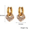 Picture of 1 Pair Vacuum Plating Dainty Stylish 18K Real Gold Plated 304 Stainless Steel Square Imitation Pearl Earrings For Women 2.8cm x 1.6cm