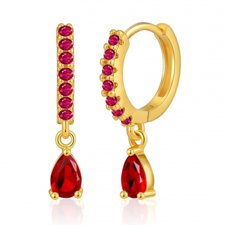 Umweltfreundlich Exquisit Stilvoll 18K Echtgold plattiert Messing & Kubisch Zirkonia Tropfen Ohrring Für Frauen 2,3cm x 0,5cm, 1 Paar