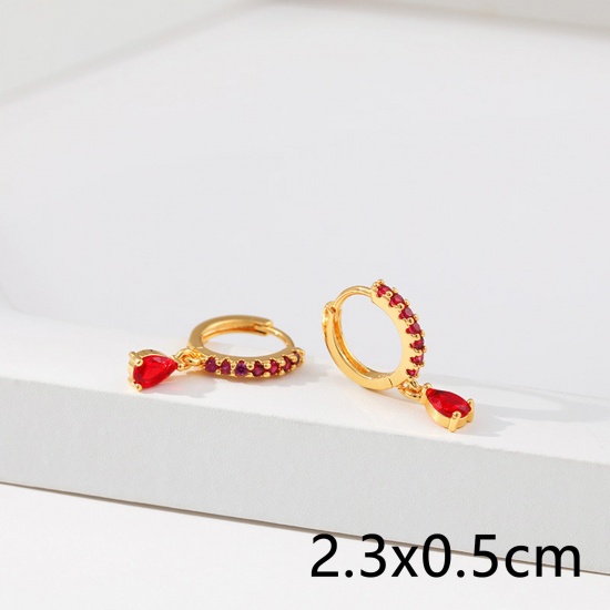 Immagine di Ecologico Squisito Elegante 18K Vero Oro Placcato Ottone & Zircone Cubico Goccia Orecchino Per Donne 2.3cm x 0.5cm, 1 Paio